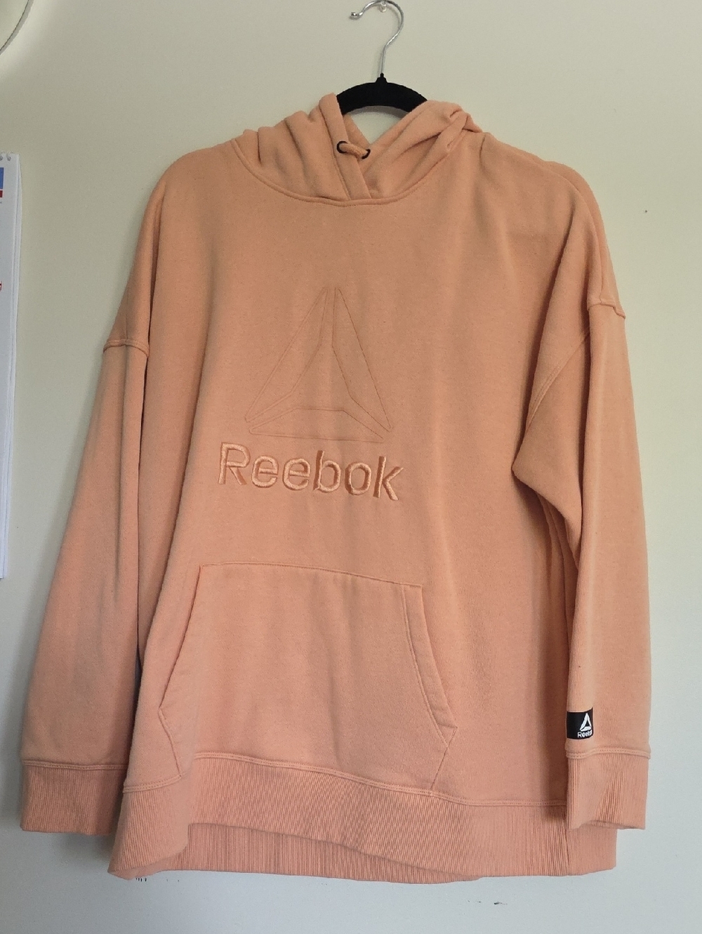 Reebok Peach Pullover Hoodie with Embroidered Logo